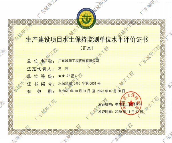 水土保持监测单位水平评价证书